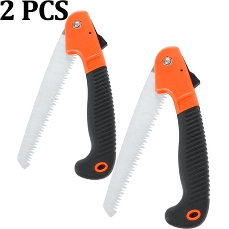 2 Packs Folding Saw,6.7-Inch Folding Hand Saw, Pruning Saw with Trible-Cut Razor Teeth for Wood Cutting, Tree Trimming, Professional Camping Gardening Tools (Orange)