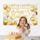 thumbnail image 2 of Banner de fondo de feliz cumpleaños, globo blanco y dorado con purpurina, fuegos artificiales, cartel de cumpleaños, fondo grande para decoración de fiestas de cumpleaños., 2 of 6