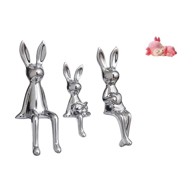 Conjunto de figuras de resina de la familia de conejos y ciervos, adorables estatuas de animales para mesa, centro de mesa, estantería, cocina, comedo