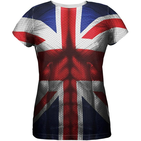 Halloween Union Jack British Flag Superhero Costume All Over Womens T Shirt Multi SM