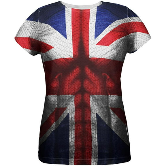 Halloween Union Jack British Flag Superhero Costume All Over Womens T Shirt Multi MD