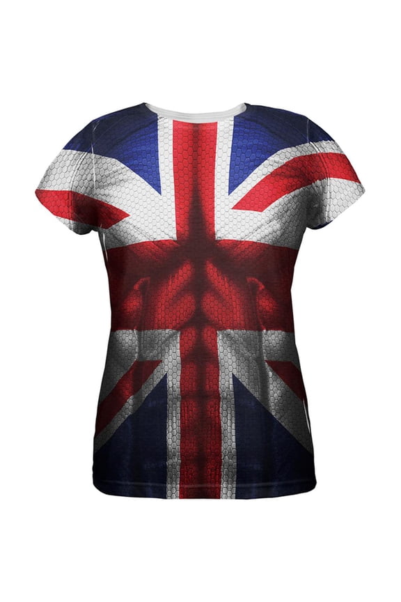 Halloween Union Jack British Flag Superhero Costume All Over Womens T Shirt Multi 2XL