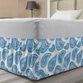 thumbnail image 1 of Paisley Bed Skirt, Abstract Continuous Pattern with Traditional Elemental Motif Artwork, Elastic Bedskirt Dust Ruffle Wrap Around for Bedding Decor, 4 Sizes, Azure Blue and White, by Ambesonne, 1 of 2
