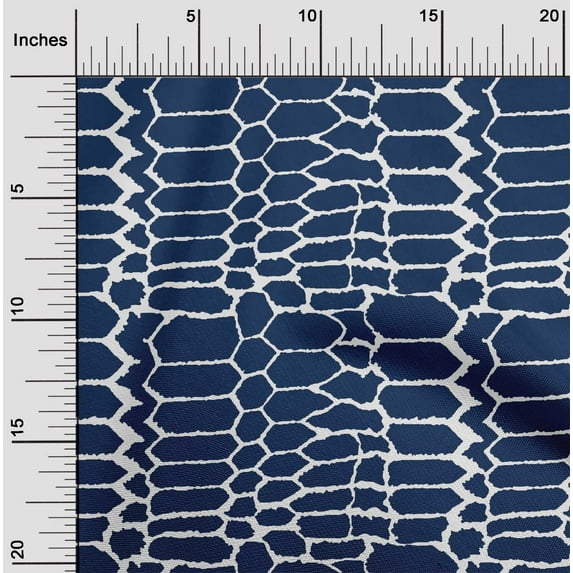 oneOone Cotton Poplin Twill Navy Blue Fabric Snake Animal Skin Fabric For Sewing Printed Craft Fabric By The Yard 56 Inch Wide