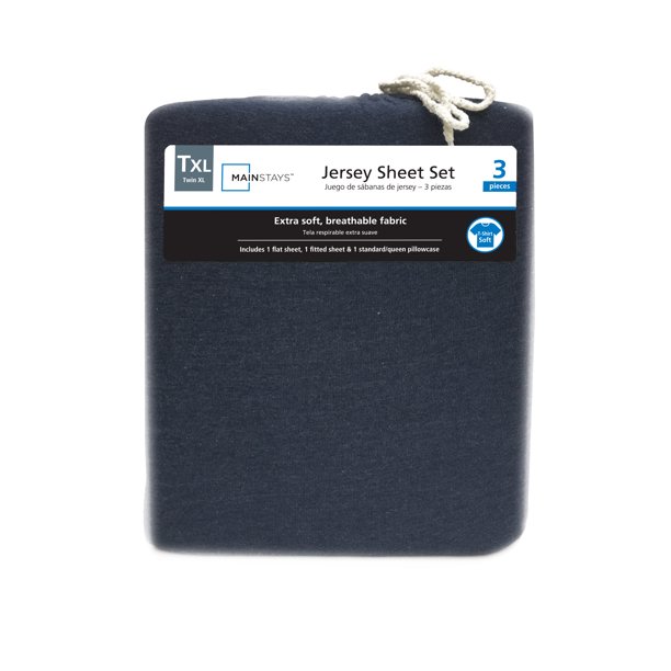 Mainstays Jersey Knit Bed Sheet Set, 3 Piece