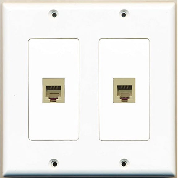 RiteAV - 2 Port Phone RJ11 RJ12 Beige - Dual Gang Wall Plate