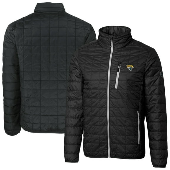 Men's Cutter & Buck Black Jacksonville Jaguars Rainier PrimaLoft Eco Insulated Full-Zip Puffer Jacket
