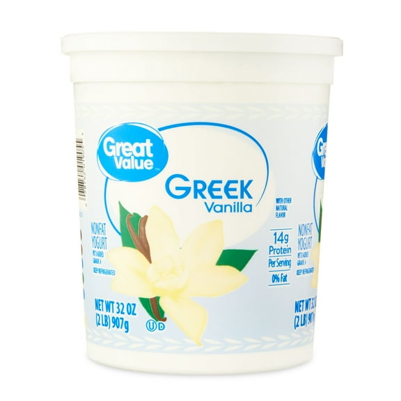 Great Value Vanilla Nonfat Greek Yogurt, 32 oz Tub