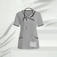 thumbnail image 2 of BiZtdJrK Lightweight Scrub Tops for Women Wrap V Neck Short Sleeve Work Uniforms Wrinkle Free Nurse Scrubs Shirts with Pockets Gray M, 2 of 10