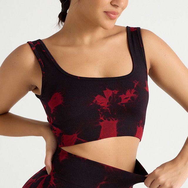 LOVZFMLL Soutien-Gorge pour Femme, Imprimé, Col en U, Style Mince, Respirant, Sans Boucle, Sans Armature, Rouge, 34