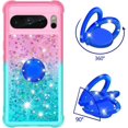 thumbnail image 3 of Slim Fit Phone Case for Google Pixel 8 Pro,Bling Shiny Quicksand Effect TPU Bumper Case with Metal Ring Kickstand and Four Corners Heavy Protection Case for Pixel 8 Pro,Pink Blue, 3 of 14