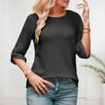 thumbnail image 2 of OSOLU Solid Color Women Casual Tops Button Half Sleeve T-Shirt Tee Tops Comfort Dailywear, 2 of 6