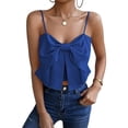 thumbnail image 1 of Honganda Femmes Froncés Cami Tops Spaghetti Sans Manches Sangle Grand Arc Camisole Débardeurs, 1 of 2