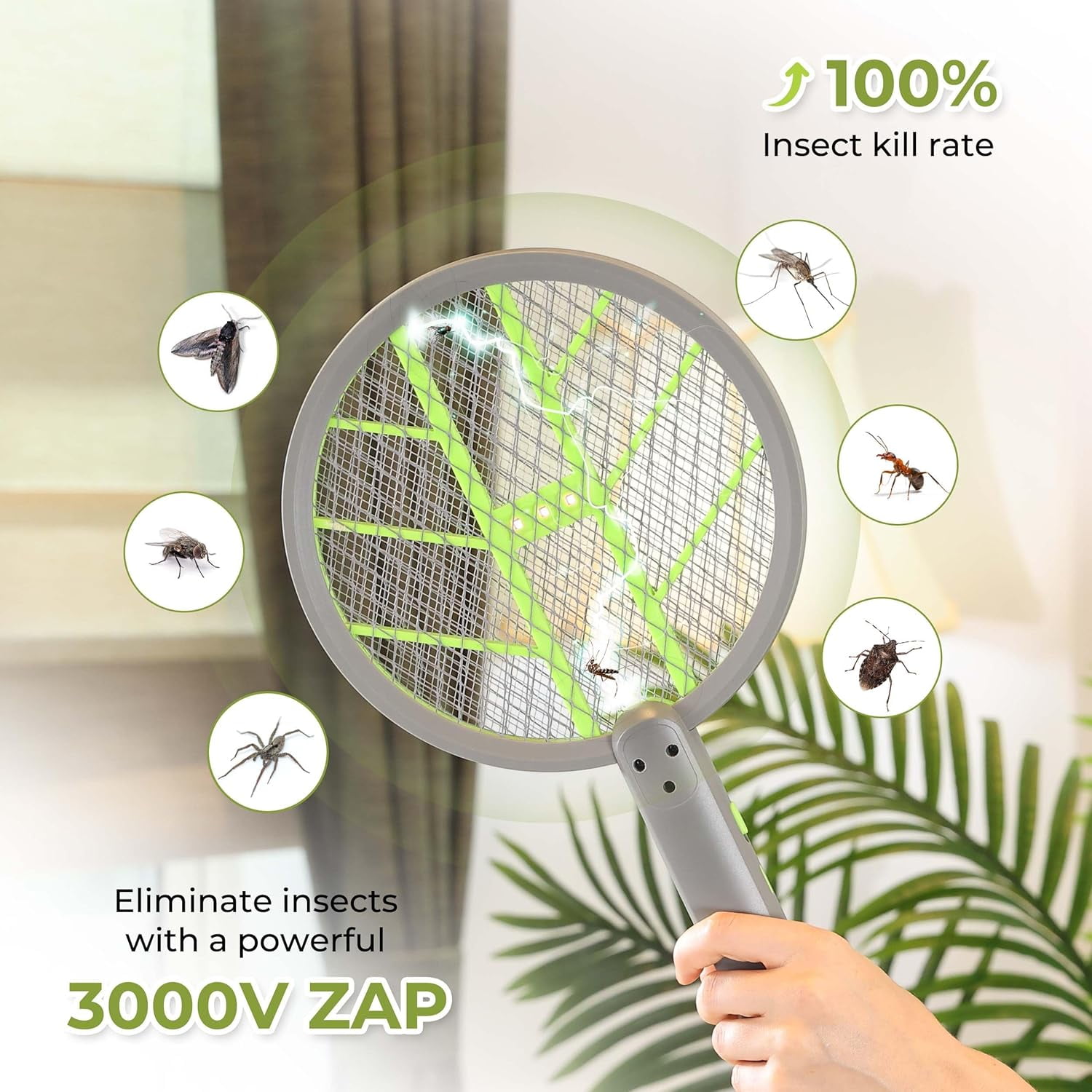 Aspectek Electric Fly Swatter and Bug Zapper, 3000V, Handheld