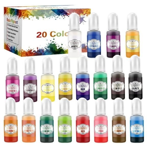 20 Vibrant Colors High Concentrated Alcohol Ink Set Epoxy Resin Pigment Dye for Resin Petri Dish Making, Epoxy Resin Painting, Coaster, Tumbler Cup Making, Alcohol Ink Art, 20 x 10ml
