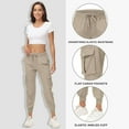 thumbnail image 4 of RYRJJ Women's Lightweight Hiking Cargo Pants Outdoor Quick Dry Casual Travel Sweatpants Joggers Elastic Waist Trousers with Button Pockets(Khaki,3XL), 4 of 8