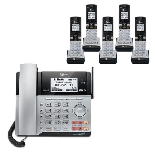 ATandT TL86103 plus four TL86003 ATT 2-line Corded-Cordless with Caller
