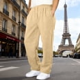 thumbnail image 2 of Resicozy Men Sweatpants With Pockets Baggy Straight Leg Drawstring Waist Joggers Pant Workout Gym Athletic Running Sweat Pants Beige S, 2 of 6
