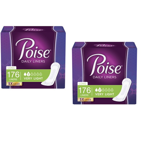 Poise Incontinence Panty Liners, Very Light Absorbency, Long 2 Pack