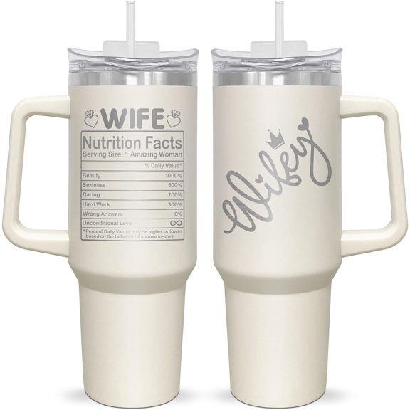 Wife Gifts For Her - Valentines Day Gifts For Wife,Christmas,Mothers Day,Birthday Gifts For Women,Anniversary Wedding Gifts For Her - 40oz Insulated Tumbler With Handle And Straw