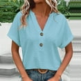 thumbnail image 2 of S LUKKC LUKKC Linen Shirts for Women Summer Tops Short Sleeve Plus Size Henley Shirts Button Down V-Neck Pullover Tunic Tops Loose Fit Blouses T-Shirt Dressy Casual Vacation Work Tops, 2 of 6