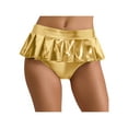 thumbnail image 1 of Miaeowve Womens Shiny Metallic Mini Skirt Pleated Hem Disco Hot Pants For Rave Party Night Club Gold M, 1 of 5