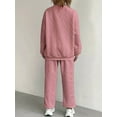thumbnail image 4 of Women Sets 2 Piece Outfits Crewneck Sweatshirts Pullover Tops and Jogger Pants Tracksuits Lounge Set Pink S, 4 of 5