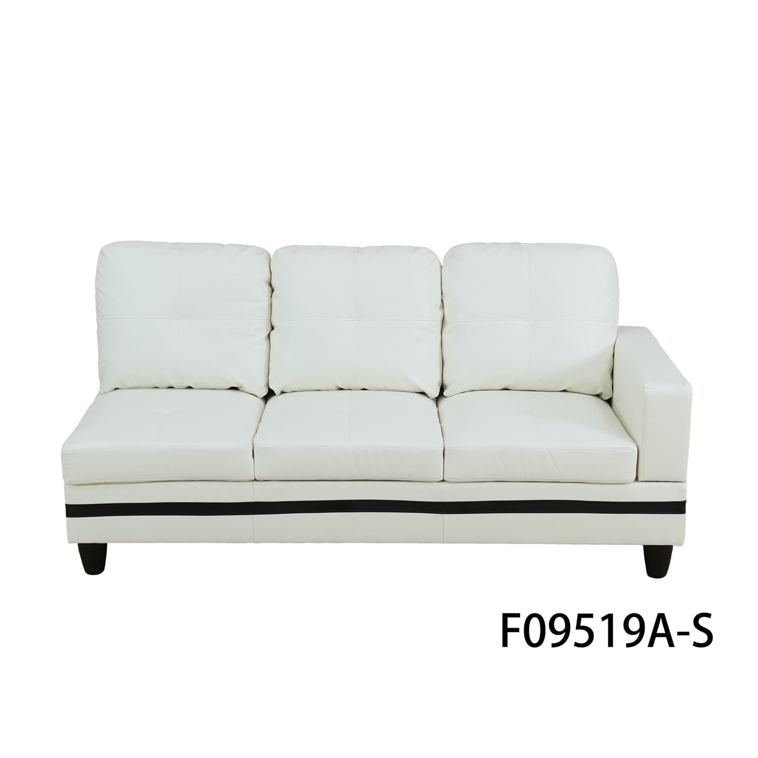 Hommoo 4-Seat Semi Semi PU Synthetic Leather Sectional Sofa Sets, L Shaped Sectional Couches and Sofas, Modern Living Room Furniture Sets, 17.5'' Back Height, White and Black(No Ottoman)
