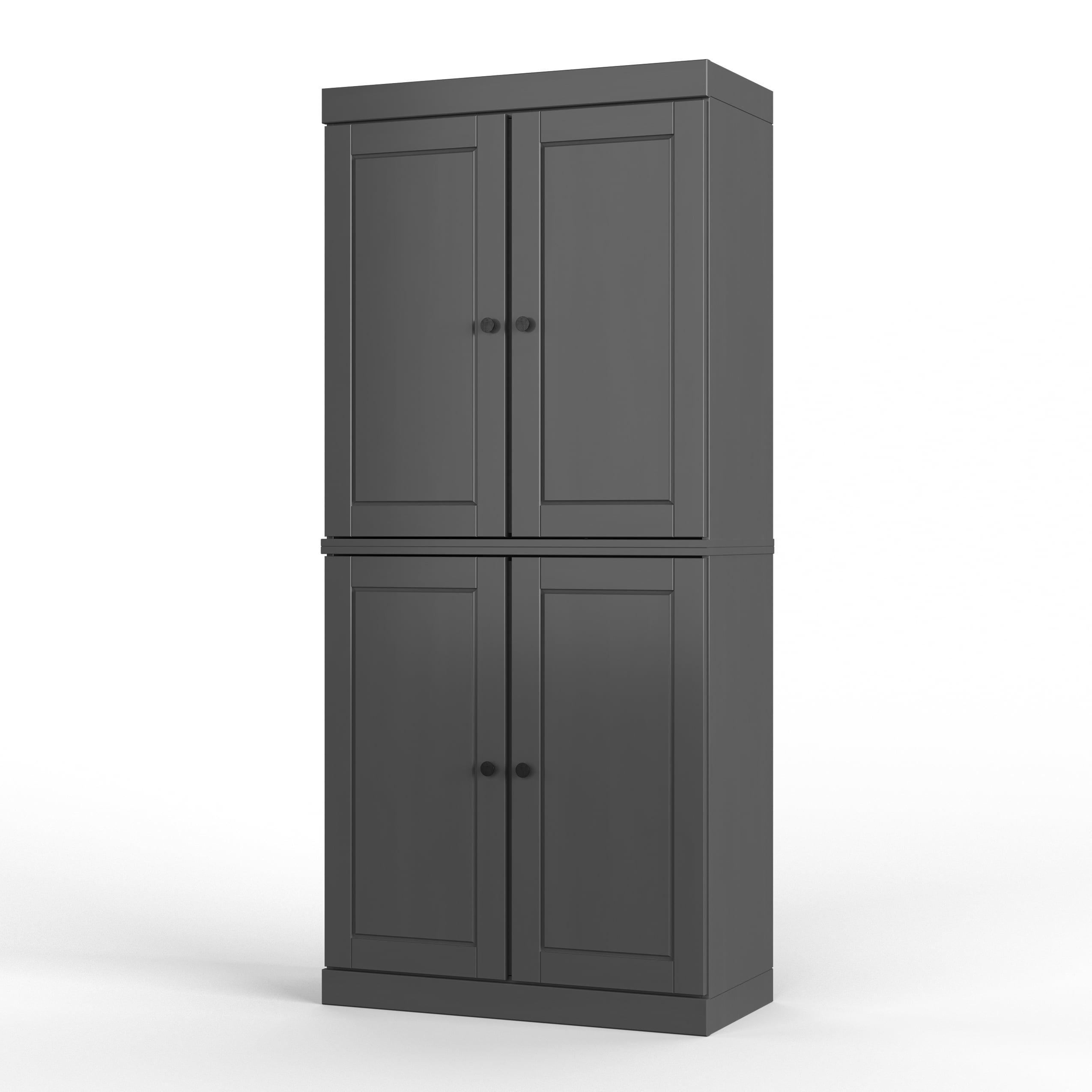 Palace Imports 100% Solid Wood Kitchen Pantry Storage Cabinet with Doors, Adjustable Shelves and 2-Drawers, Gray