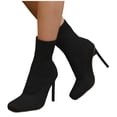thumbnail image 6 of Women's Stretch Knit Sock Ankle Boots, Square Toe Thin Stiletto High Heel Slip-On Fashion Booties for Party Wedding Daily Outfits Black 43, 6 of 8