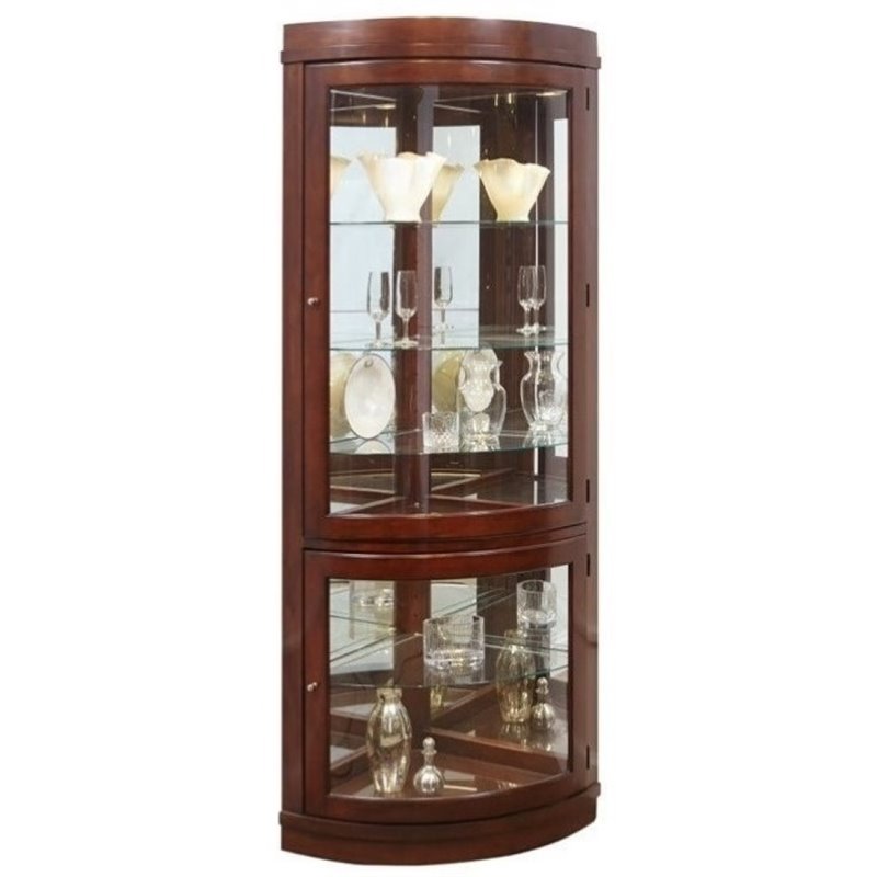 Set Of 2 Corner Curio Cabinet In Chocolate Cherry Walmart Com