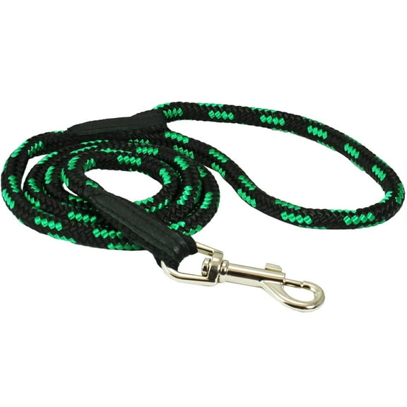 Dogs My Love Dog Rope Leash 4ft Long (Medium: 4ft Long; 3/8" Diam (10mm), Green/Black)