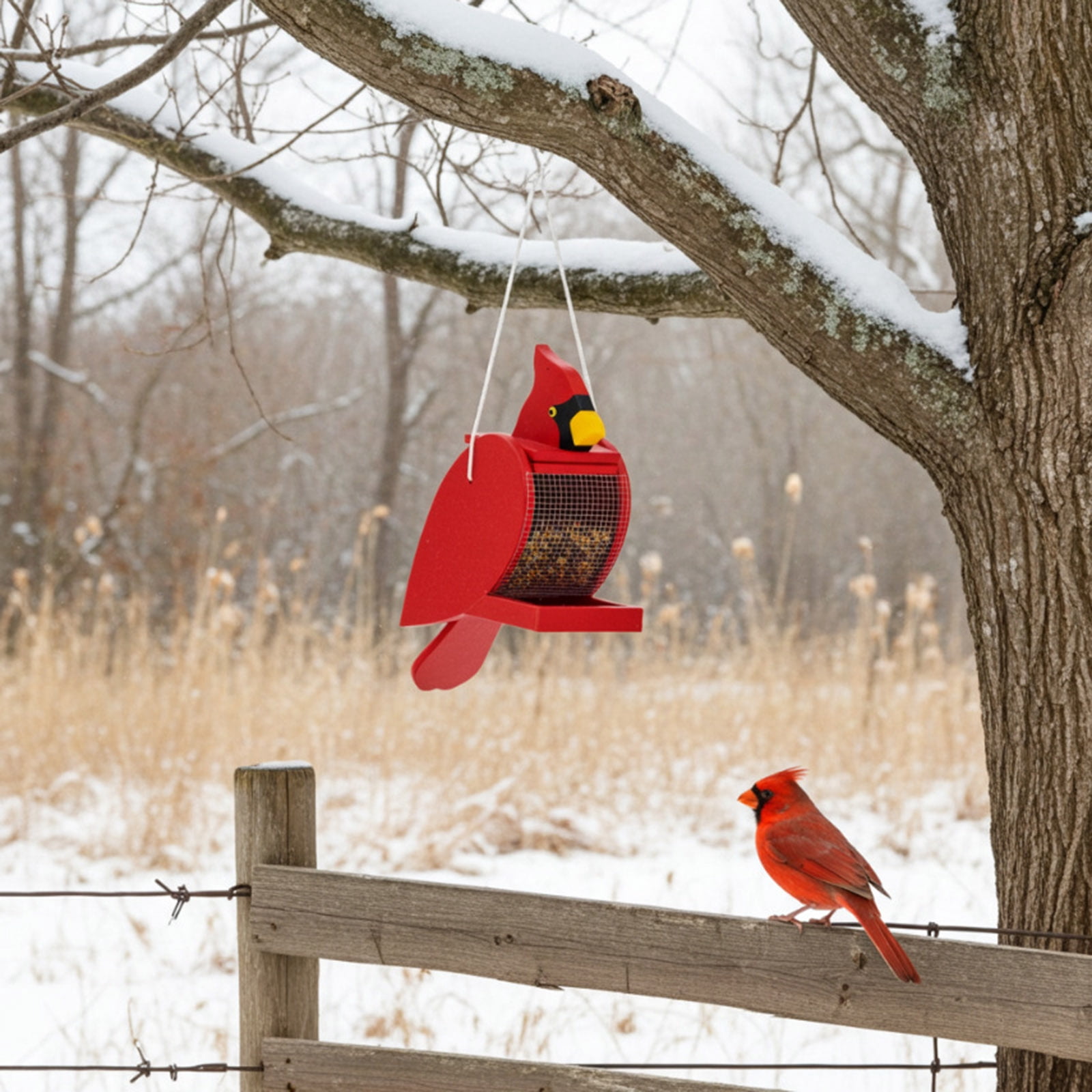 Bird Feeder Wooden Bird Shaped Bird Feeder Hanging Birdhouse for Garden Viewing Bird Feeders for Hanging Outdoor Garden Yard