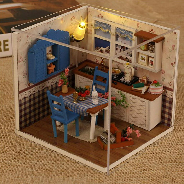 1:24 Classroom Miniature Dollhouse kit Assemble Roombox Wooden Model  Building Doll House Furniture Christmas Gift Toys For Boys