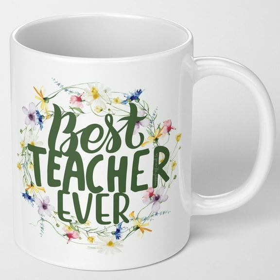 Best teacher ever mug floral design for teachers gift