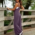 thumbnail image 6 of Gytharion Plus Size Cotton Linen Jumpsuits for Women Adjustable Straps Wide-leg Overalls Solid Color Fashion Casual Rompers, 6 of 7