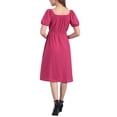 thumbnail image 3 of INSPIRE CHIC Vestidos de Ojal para Mujeres, Cuello Cuadrado, Manga Corta Abullonada, Casual, Corte A, Vestido Midi de Verano, M, Rosa Fucsia Oscuro, 3 of 6