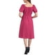 thumbnail image 3 of INSPIRE CHIC Vestidos de Ojal para Mujeres, Cuello Cuadrado, Manga Corta Abullonada, Casual, Corte A, Vestido Midi de Verano, M, Rosa Fucsia Oscuro, 3 of 6