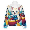 thumbnail image 6 of Jackets for Women Winter Coat Jackets Flannel Stand Collar Jacket(Cute Cat Kayaking Adventure,Size:S-4XL), 6 of 7