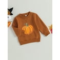 thumbnail image 3 of Bagilaanoe Toddler Baby Boy Girl Halloween Sweatshirt Long Sleeve Pumpkin Print Pullover 12M 24M 3T 4T 5T 6T Kids Fall Loose Tee Tops, 3 of 8