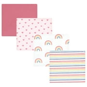 Luvable Friends Hudson Baby Flannel Receiving Blankets 4pk, Sweet Rainbow