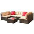 thumbnail image 5 of Clearance! Patio Outdoor Furniture Sets, 7 Pieces All-Weather Rattan Sectional Sofa with Tea Table and Cushions, PE Rattan Wicker Sofa Couch Conversation Set for Garden Backyard Poolside, B4287, 5 of 9