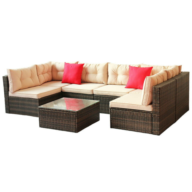 Clearance! Patio Outdoor Furniture Sets, 7 Pieces All-Weather