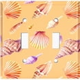 thumbnail image 2 of Metal Light Switch Wall Plate Outlet Cover (Colorful Ocean Sea Shells Orange - Double Toggle), 2 of 2