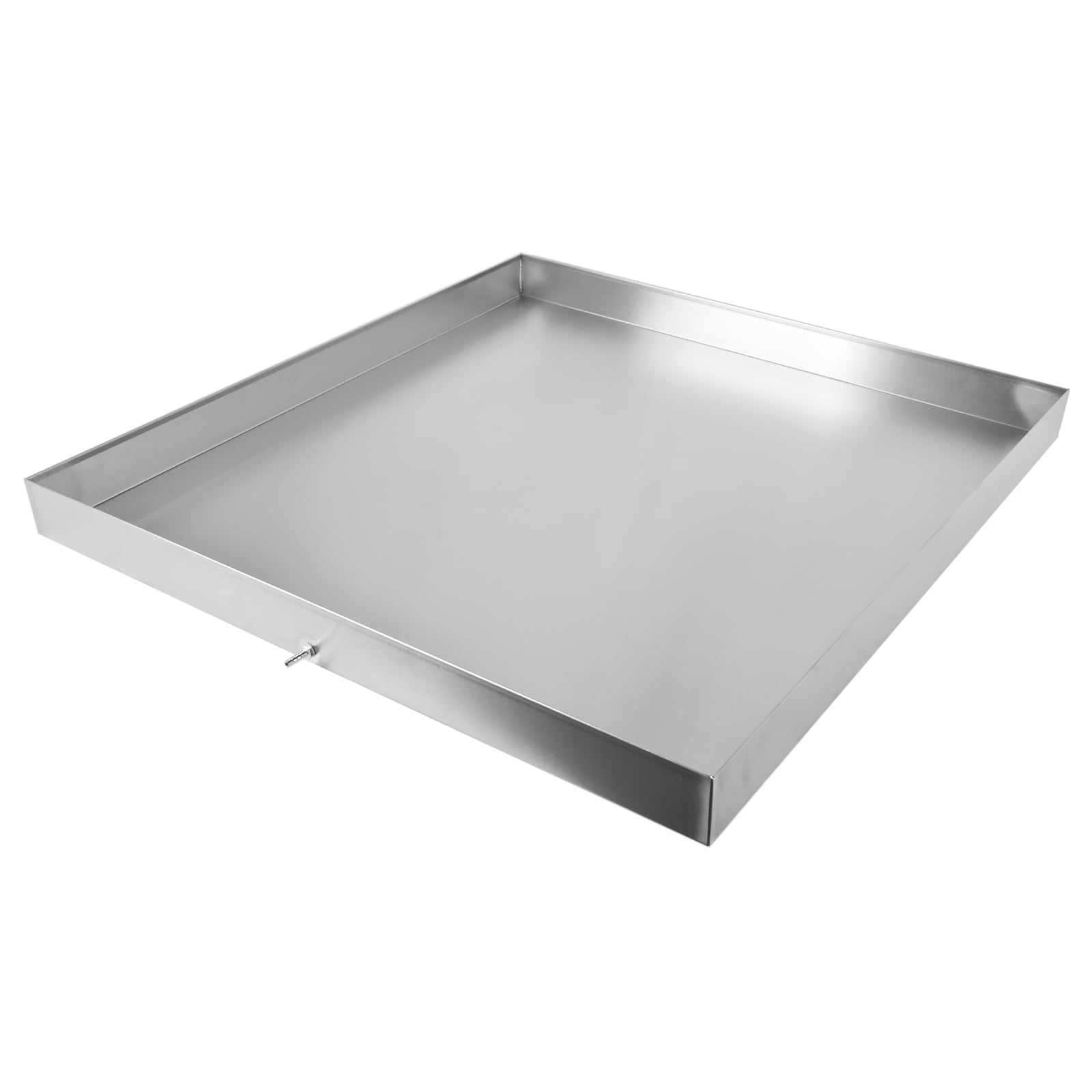 GELUOXI 32 x 30 x 2.5 Inch Washing Machine Pan Stainless Steel Washing Machine Drain Pan Heavy Duty Compact Washer Drip Tray with Drain Hole & Hose Adapter
