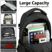 19 inch Travel Laptop Backpack, Business Backpack Anti Theft Slim Durable Bookbag with USB Charging Port, Water Resistant School Backpack for Women & Men Fits 13-16.5 inch Laptop and Notebook - Black