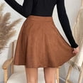thumbnail image 6 of Faux Suede Mini Skirt for Women A Line Skater Belt Tie High Waist Flared Skirts women's skirt, 6 of 6