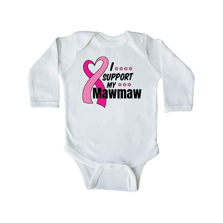 

Inktastic Breast Cancer Awareness I Support My Mawmaw with Pink Ribbon Gift Baby Boy or Baby Girl Long Sleeve Bodysuit