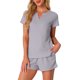 thumbnail image 1 of Conjunto de lounge de punto waffle para mujer INSPIRE CHIC de 2 piezas, traje deportivo con bolsillos, talla XL, gris, 1 of 5