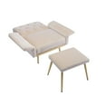 thumbnail image 3 of Accent Recliner Chair with Ottoman, Velvet Upholstered Armchair with Adjustable Armrests and Backrest, Modern Button Tufted Lounge Chair with Metal Legs for Living Room, Beige, 3 of 7